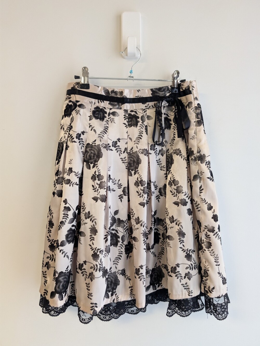 PIT Floral A-Line Skirt with Lace Trim